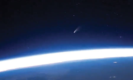Comet Neowise as seen from the International Space Station