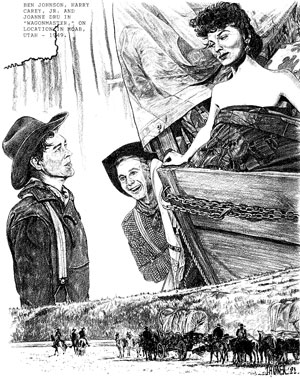 Scene from the movie Wagonmaster, drawn by John Hagner